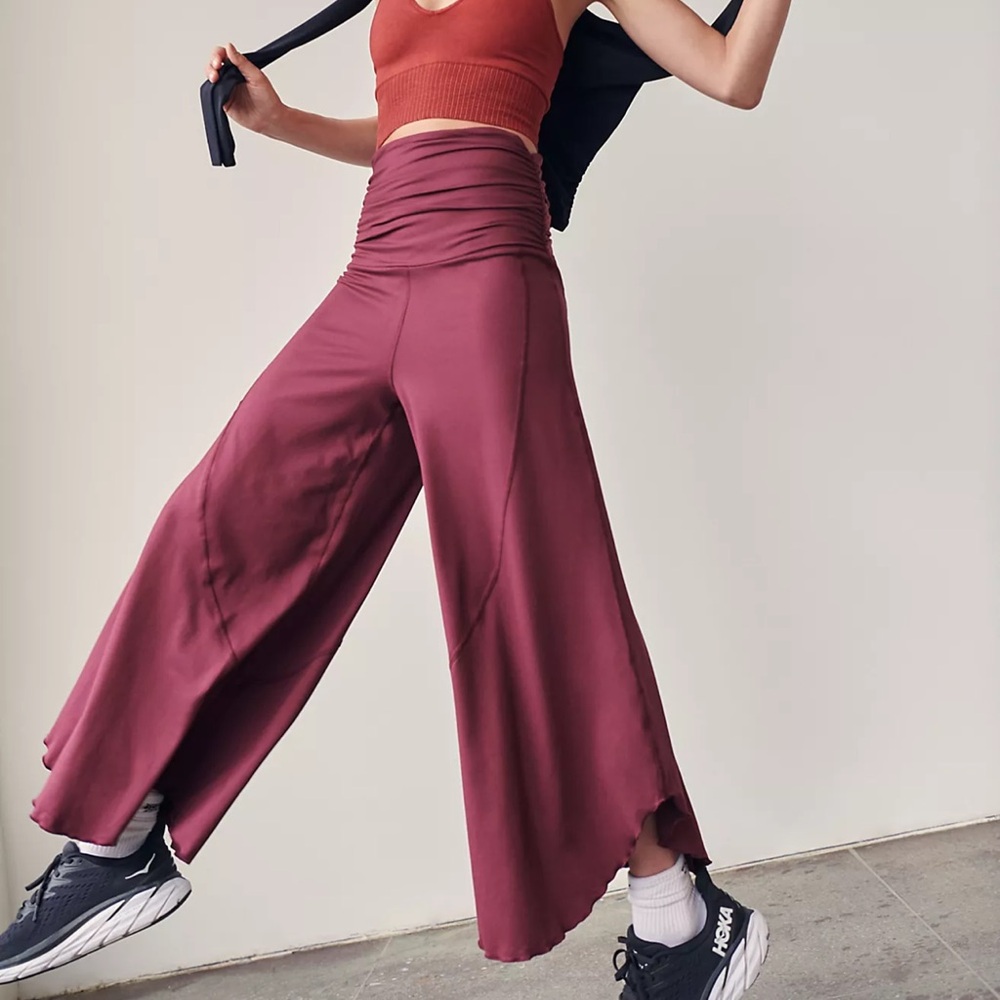 FP Movement by Free People Wide Leg Pants in Burgundy